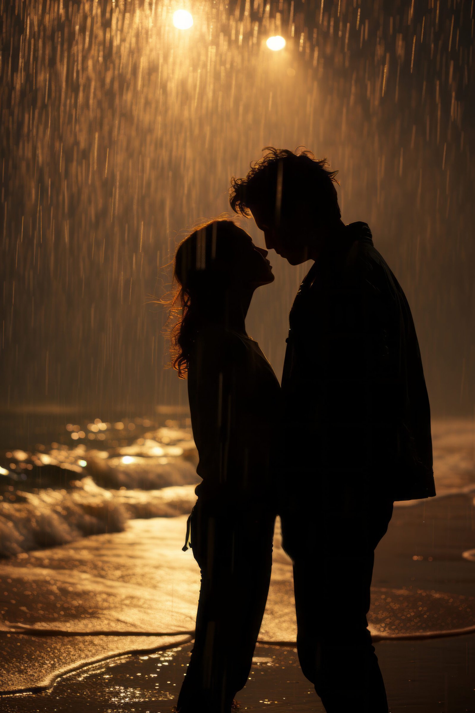 side view man woman being romantic